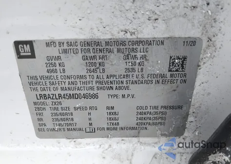 2021 Buick Envision Fwd Preferred from USA, damaged, VIN LRBAZLR45MD046986